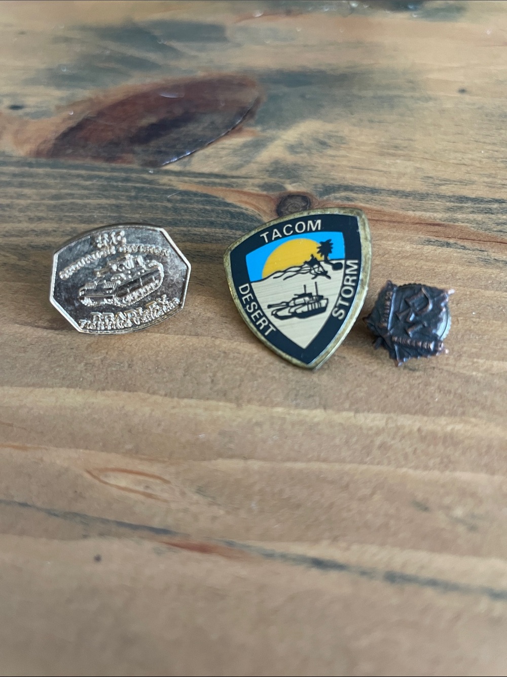 3 vintage military Pins